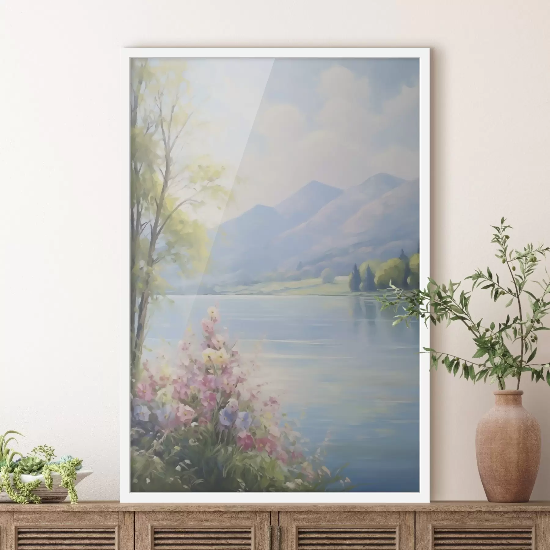 Fototapety Imitácia maľby s motívom jazera f48423