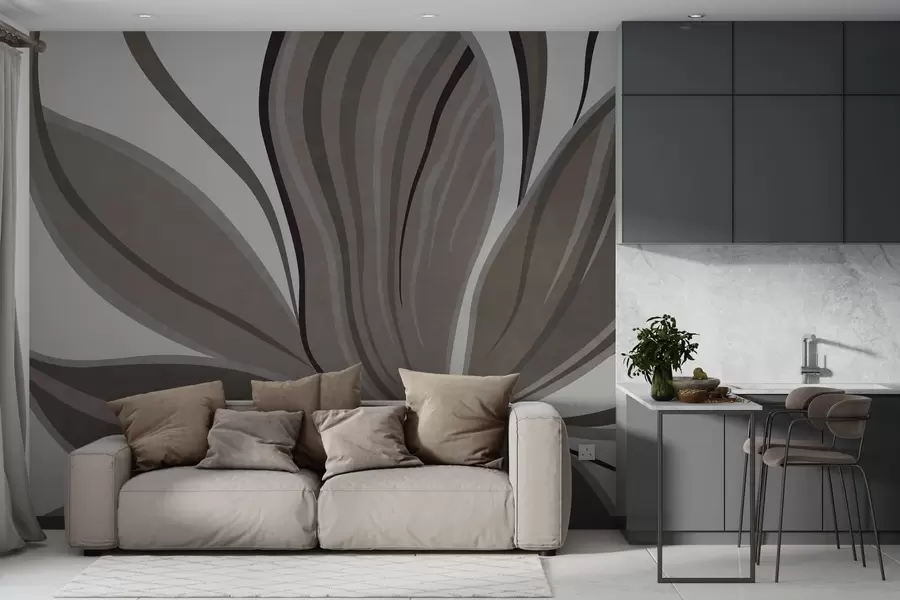 Fototapety Abstraktná kvetina s jemnými líniami v šedo-béžových odtieňoch w05147v1