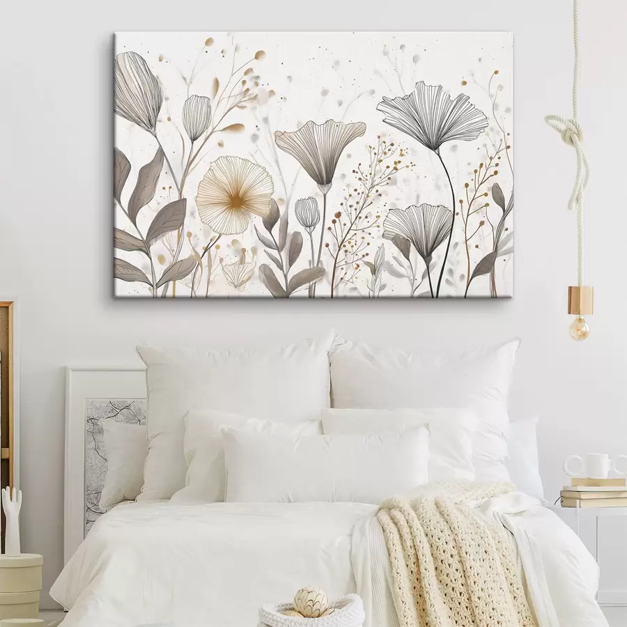 Obraz Grafické kvety a trávy, minimalizmus s48484