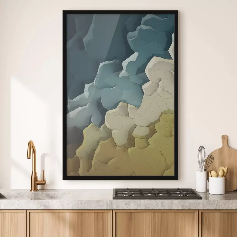 Fototapety Abstrakcia v béžovej a tyrkysovej farbe, geometrické umenie f48477