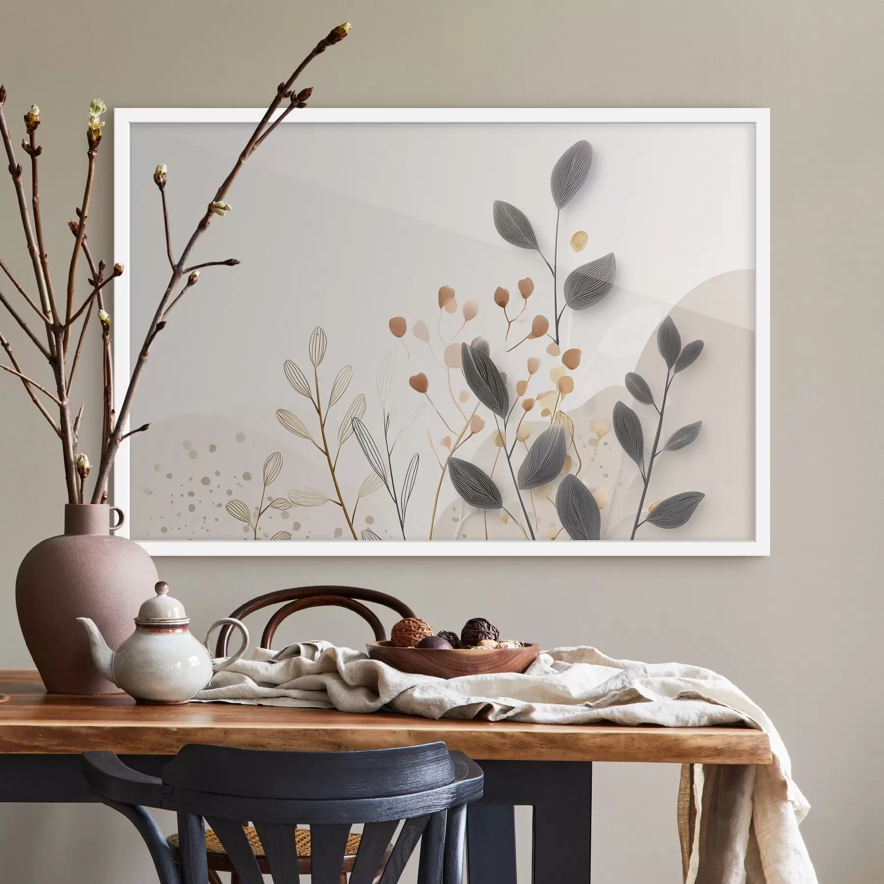 Fototapety Botanika, minimalizmus, béžové listy f48485