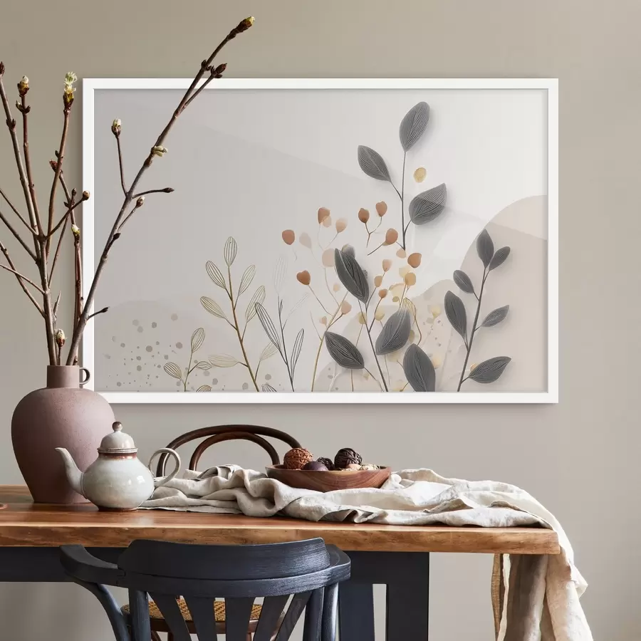 Fototapety Botanika, minimalizmus, béžové listy f48485