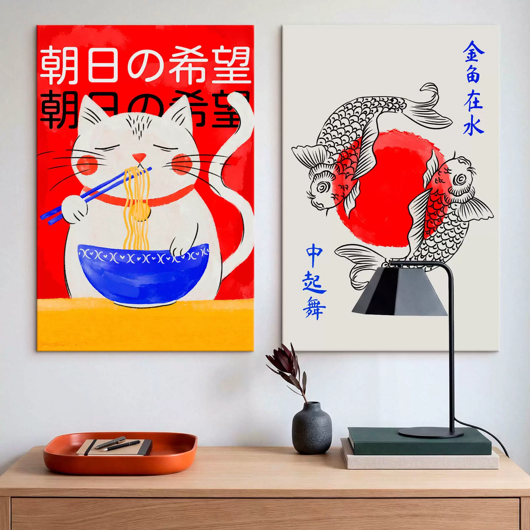 Obraz Dvojdielny obraz s portrétom ženy a dekoratívnymi rybami m30234