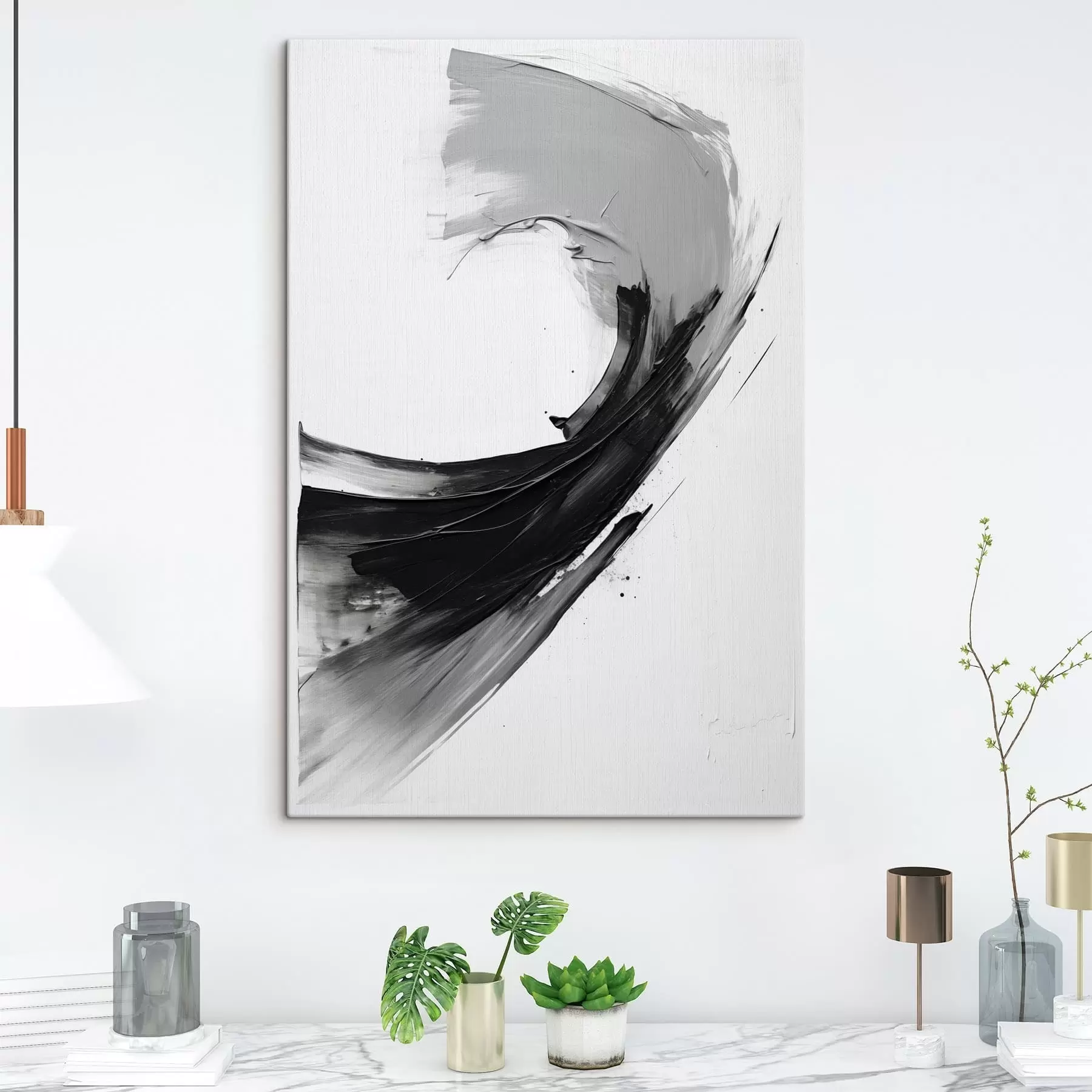 Fototapety Abstraktný čierny ťah štetcom na bielom pozadí s48326