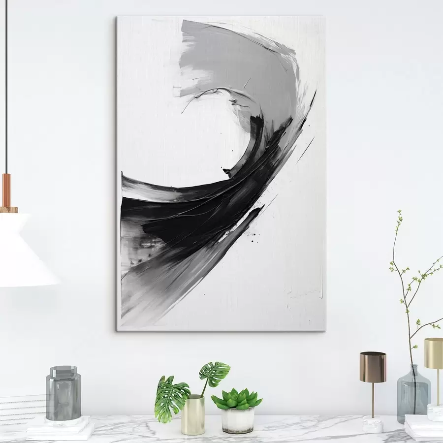 Obraz Abstraktný čierny ťah štetcom na bielom pozadí s48326