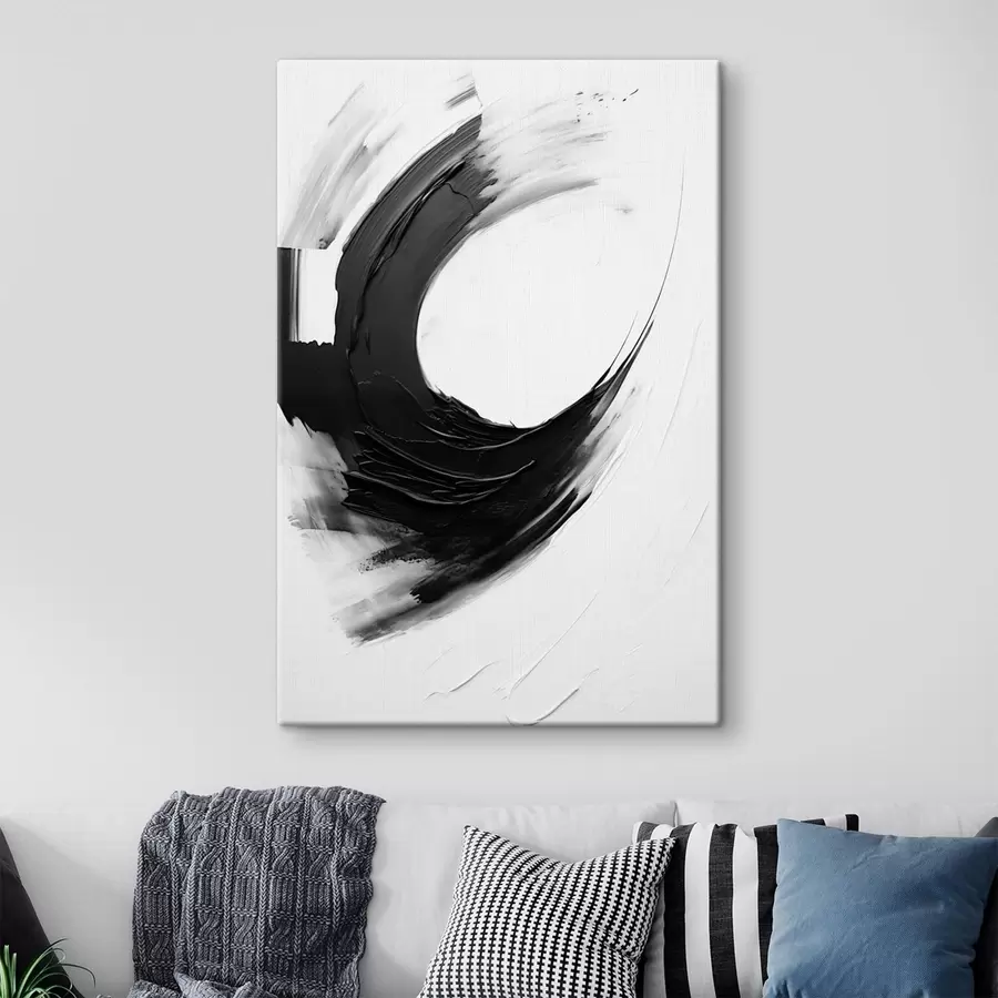 Obraz Abstraktný čierny ťah štetcom na svetlom pozadí s48340