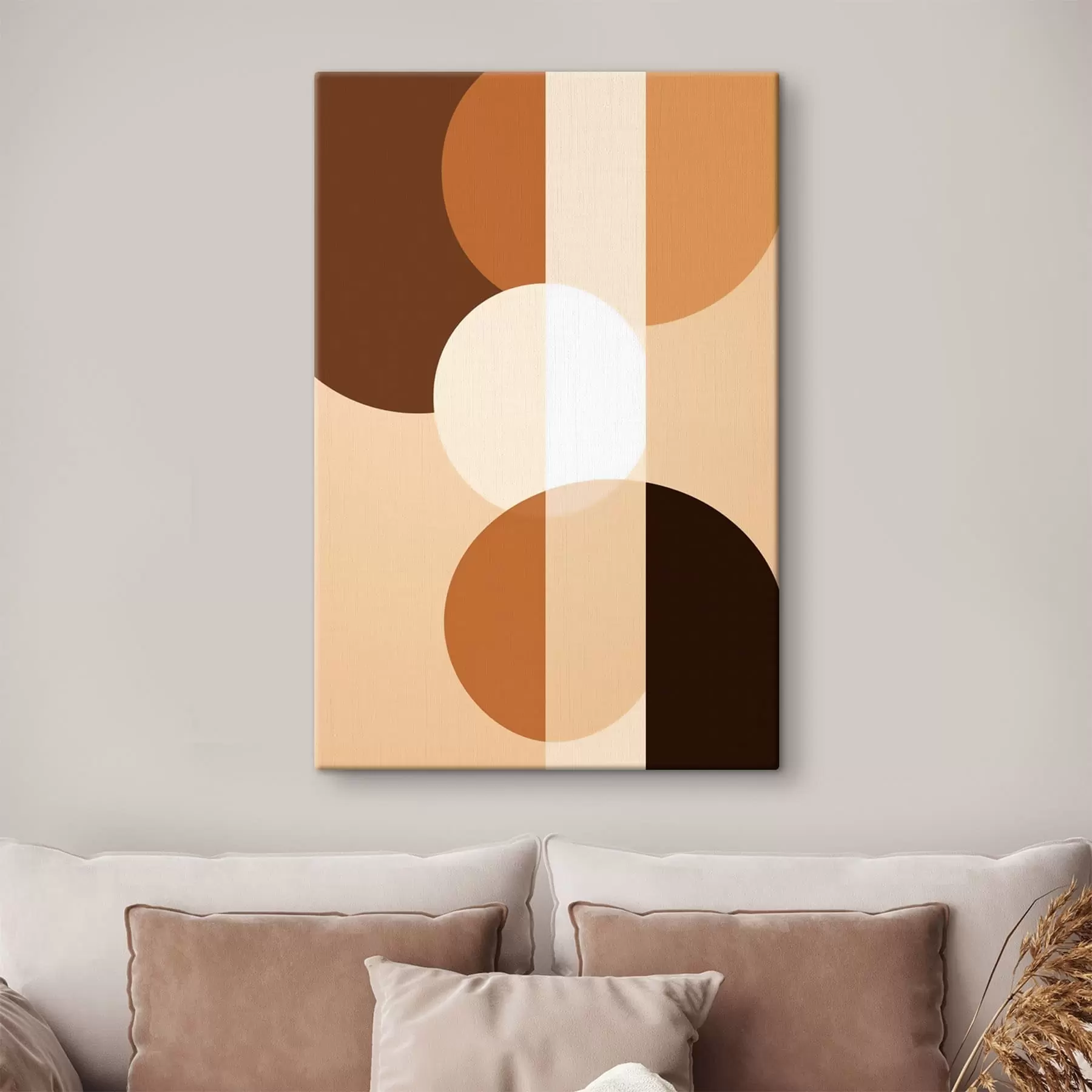 Obraz Geometrické kruhy a tvary v teplých odtieňoch s48350