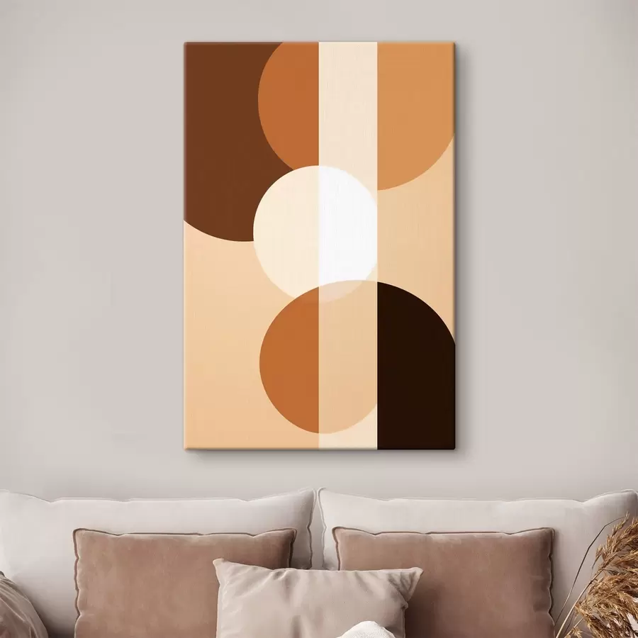Obraz Geometrické kruhy a tvary v teplých odtieňoch s48350