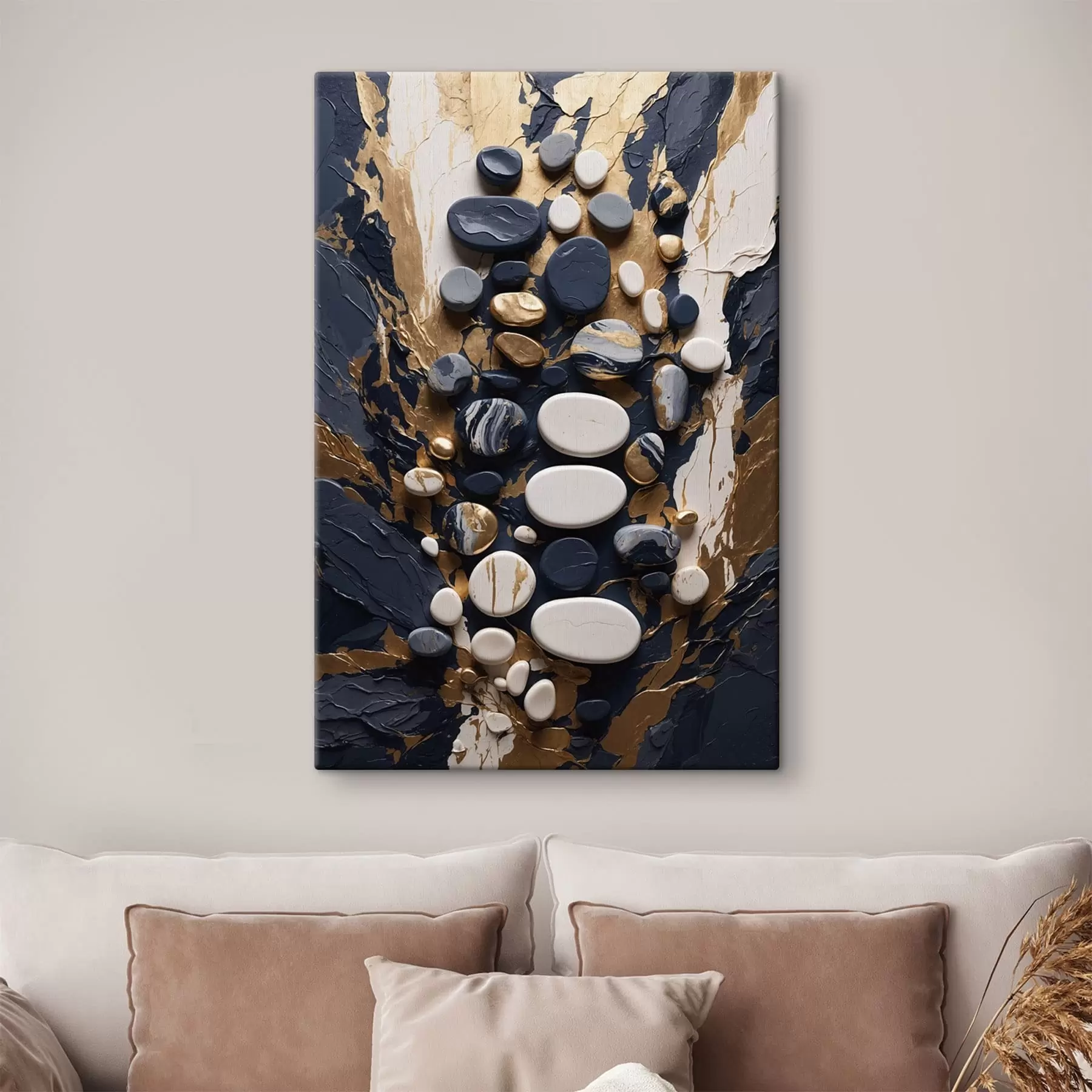 Obraz Kompozícia z prírodných kameňov v tmavomodrých odtieňoch s48357