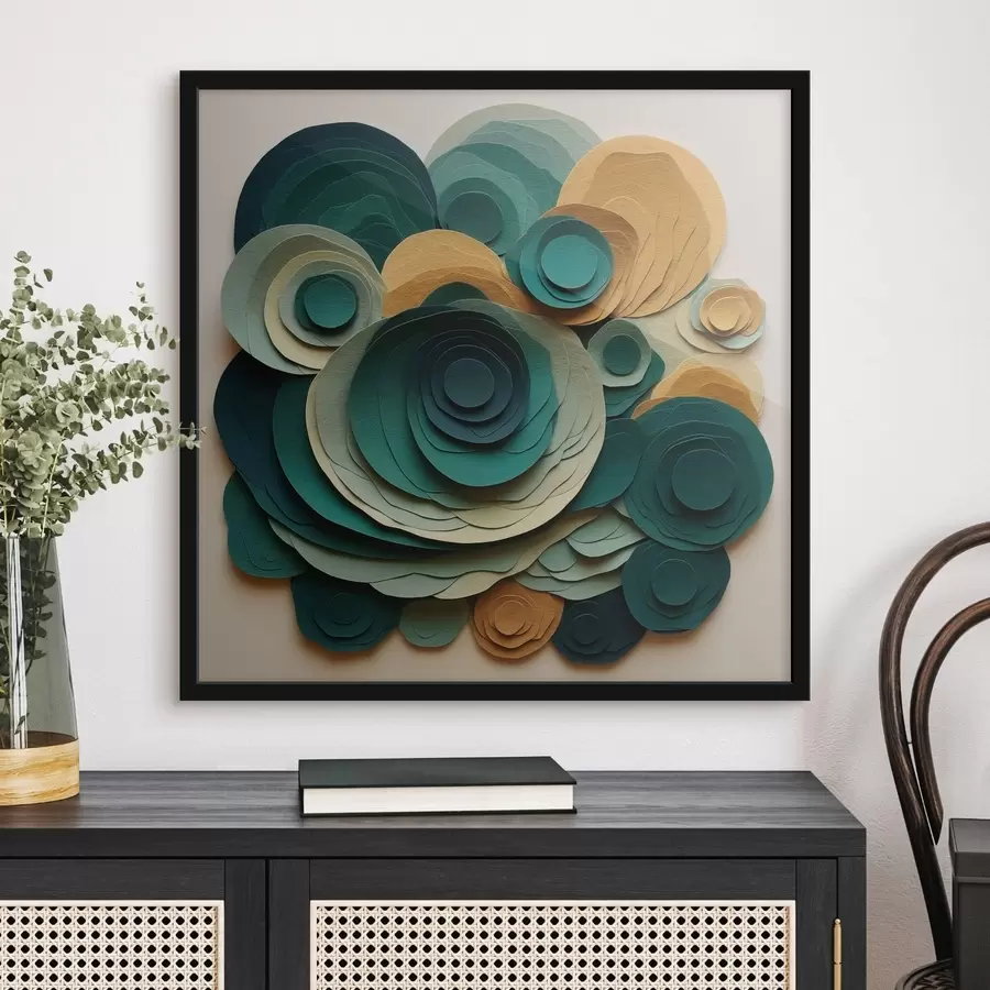 Fototapety Vrstvené papierové kruhy v zelených a béžových odtieňoch f48332