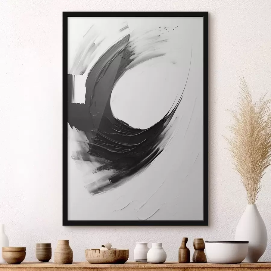 Fototapety Abstraktný čierny ťah štetcom na svetlom pozadí f48340