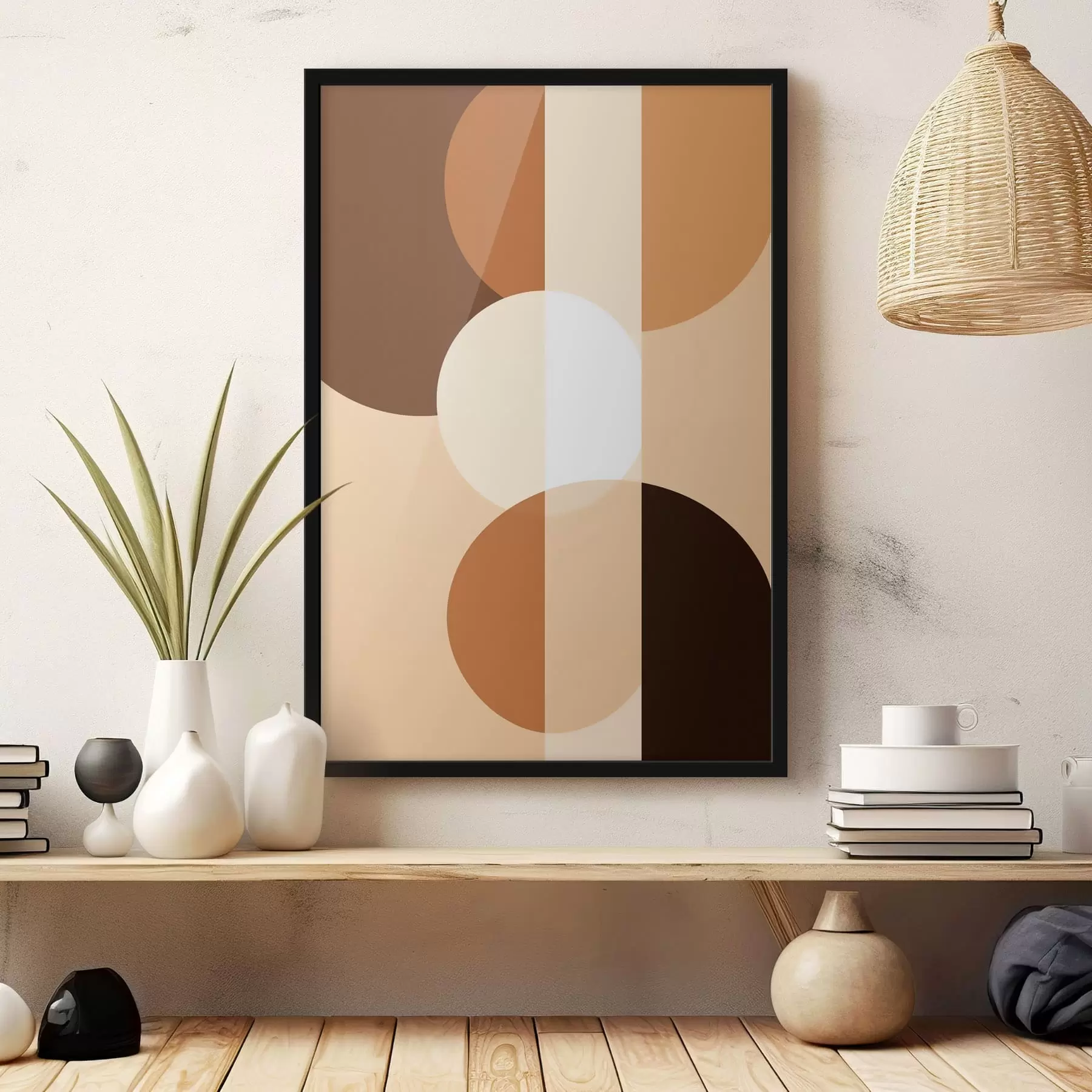 Fototapety Geometrické kruhy a tvary v teplých odtieňoch f48350