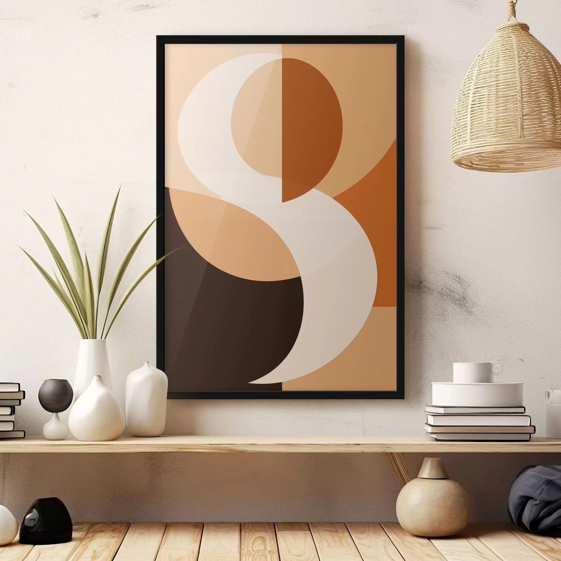 Fototapety Geometrické tvary v teplých béžových a hnedých odtieňoch f48352
