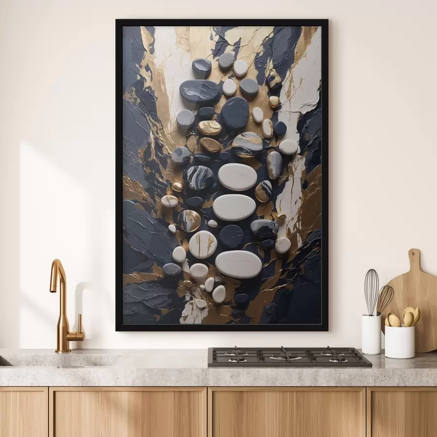 Fototapety Kompozícia z prírodných kameňov v tmavomodrých odtieňoch f48357