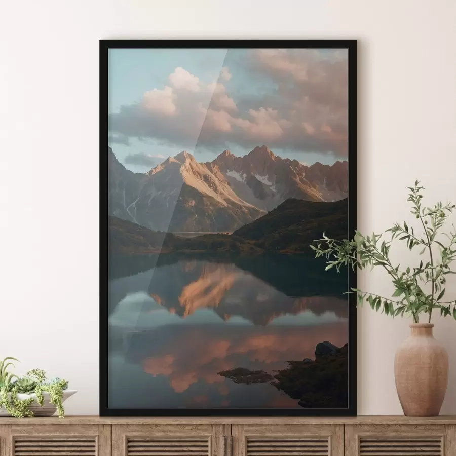 Fototapety Horská krajina s odrazom v jazere f48493