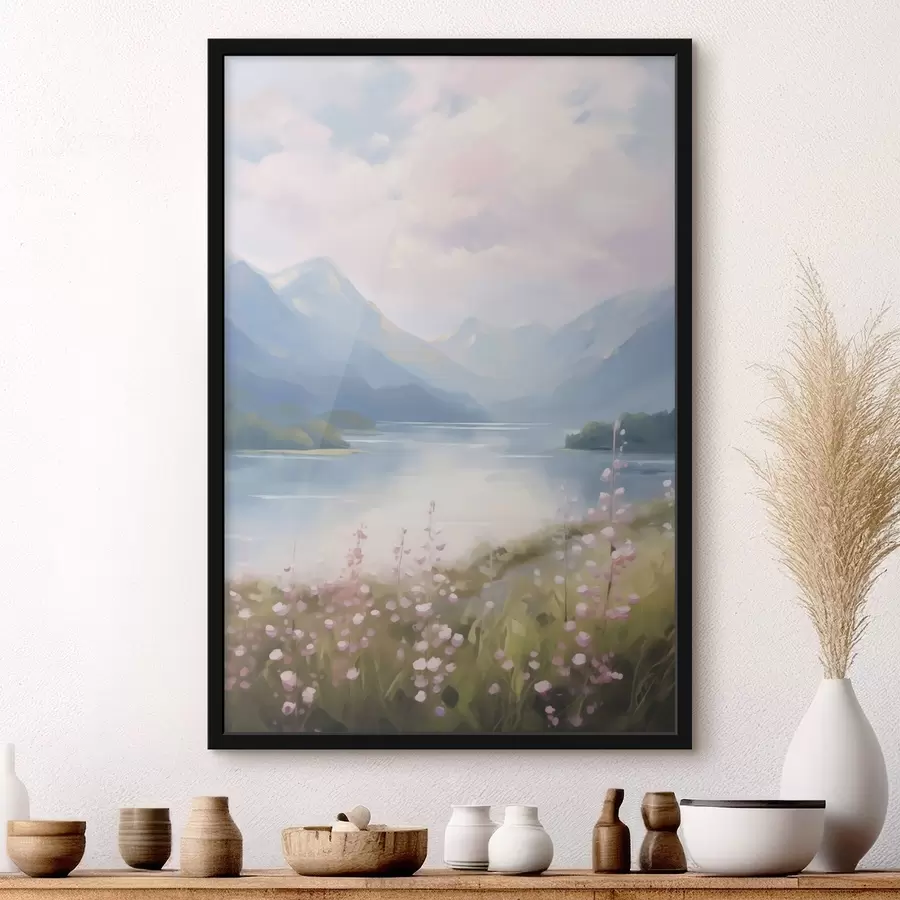 Fototapety Maľba znázorňujúca horské jazero f48504