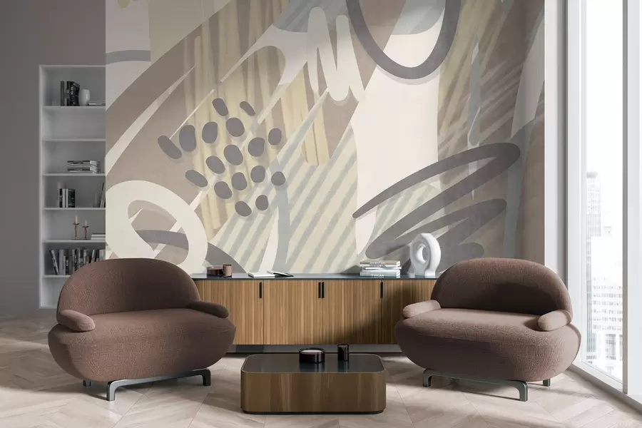 Fototapety Abstraktný textúrovaný vzor s organickými tvarmi, čmáranicami a bodkami v jemných pastelových farbách w09774