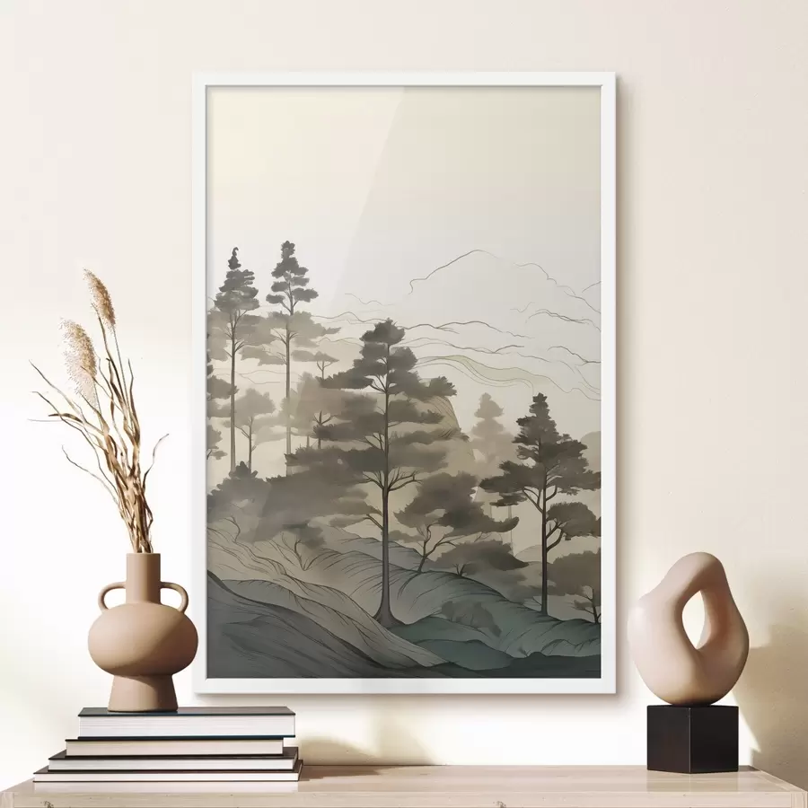 Fototapety Hmlistý les za úsvitu f48539