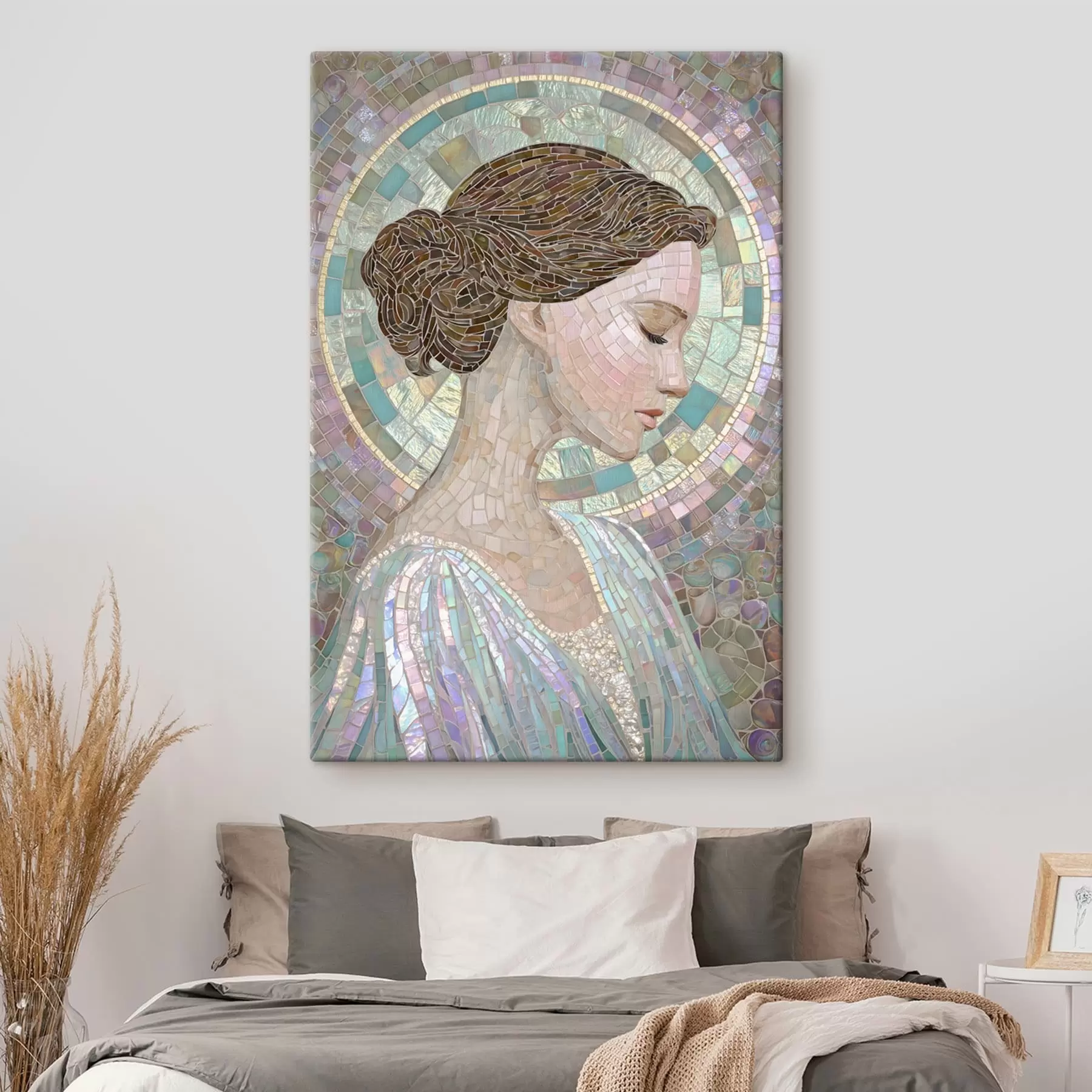 Obraz profil ženy v štýle vitráže s48551