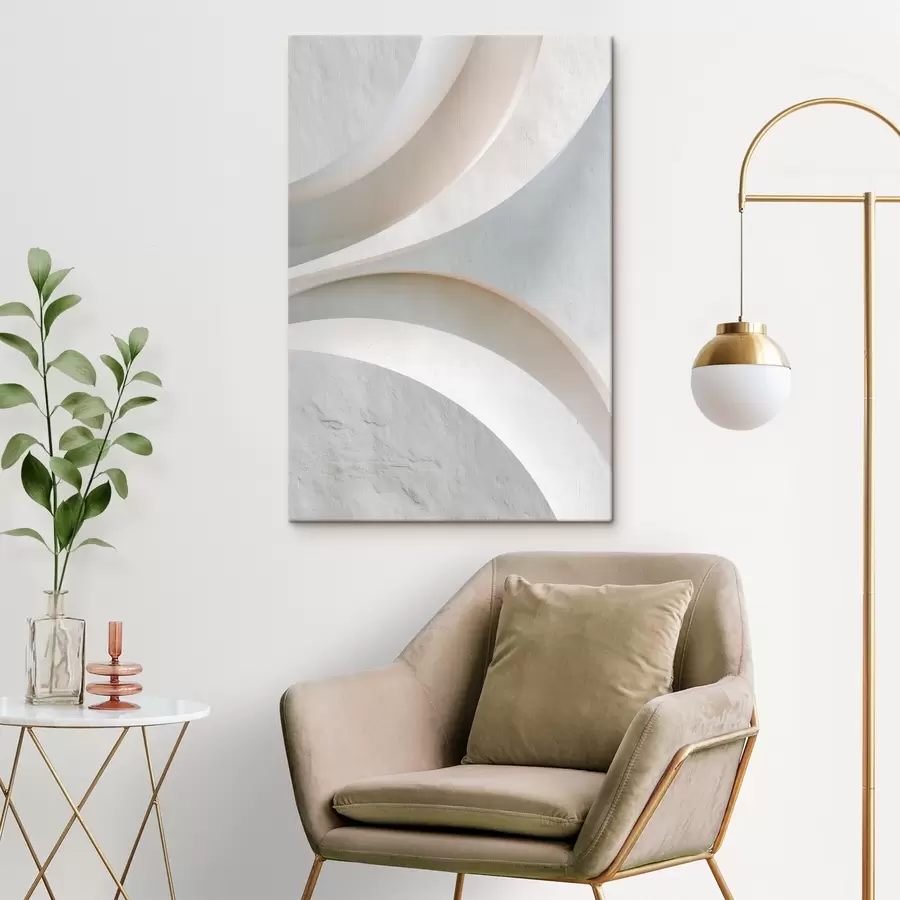 Obraz Dekoratívny panel s plastickými architektonickými tvarmi na svetlom pozadí s48191