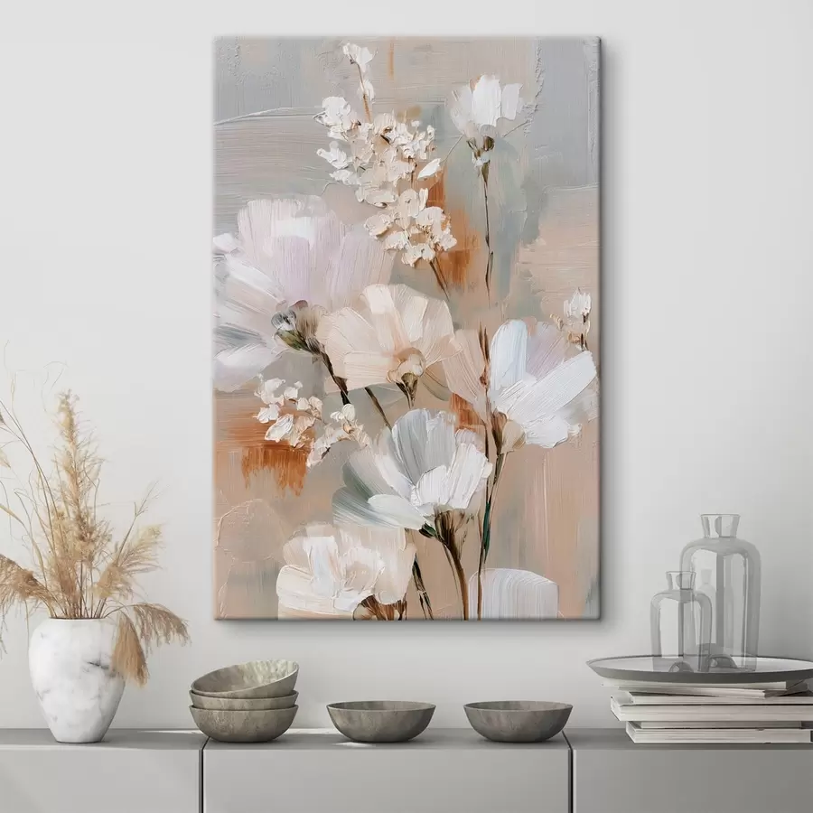 Obraz Kvetinová kompozícia v pastelových odtieňoch v štýle olejomaľby s48194
