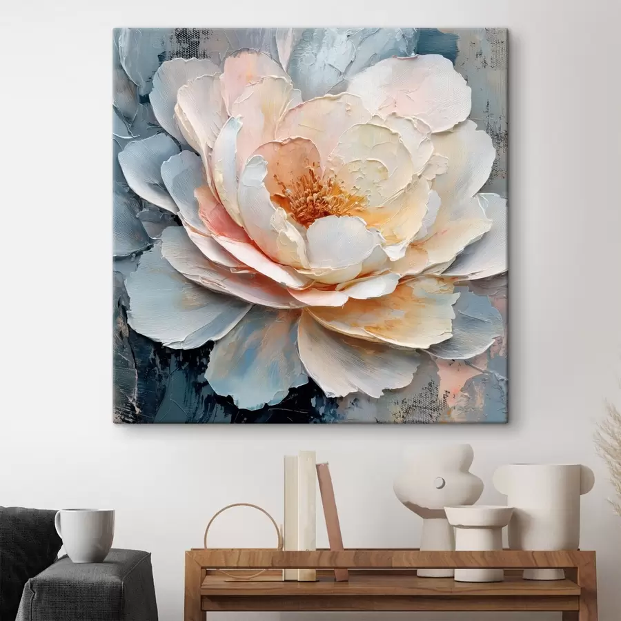 Obraz Záber na kvetinu s výraznými textúrovanými ťahmi štetca v štýle súčasného maliarstva s48198