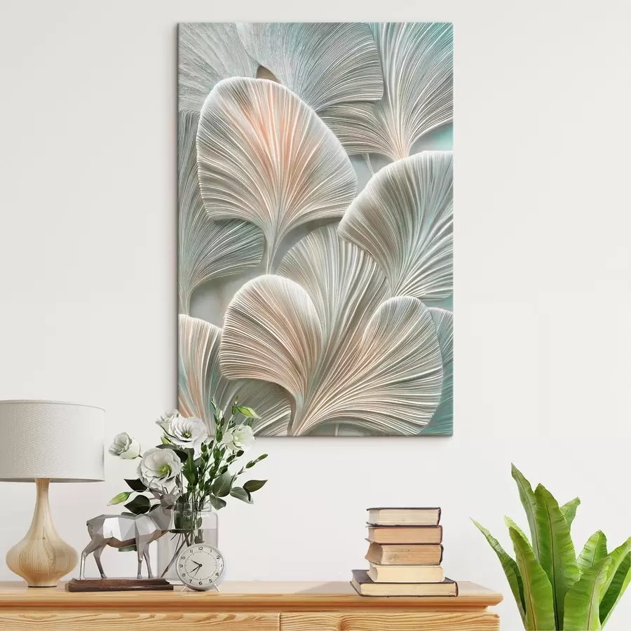 Obraz Umelecká ilustrácia s reliéfnymi listami v modernom štýle basreliéfu s48210