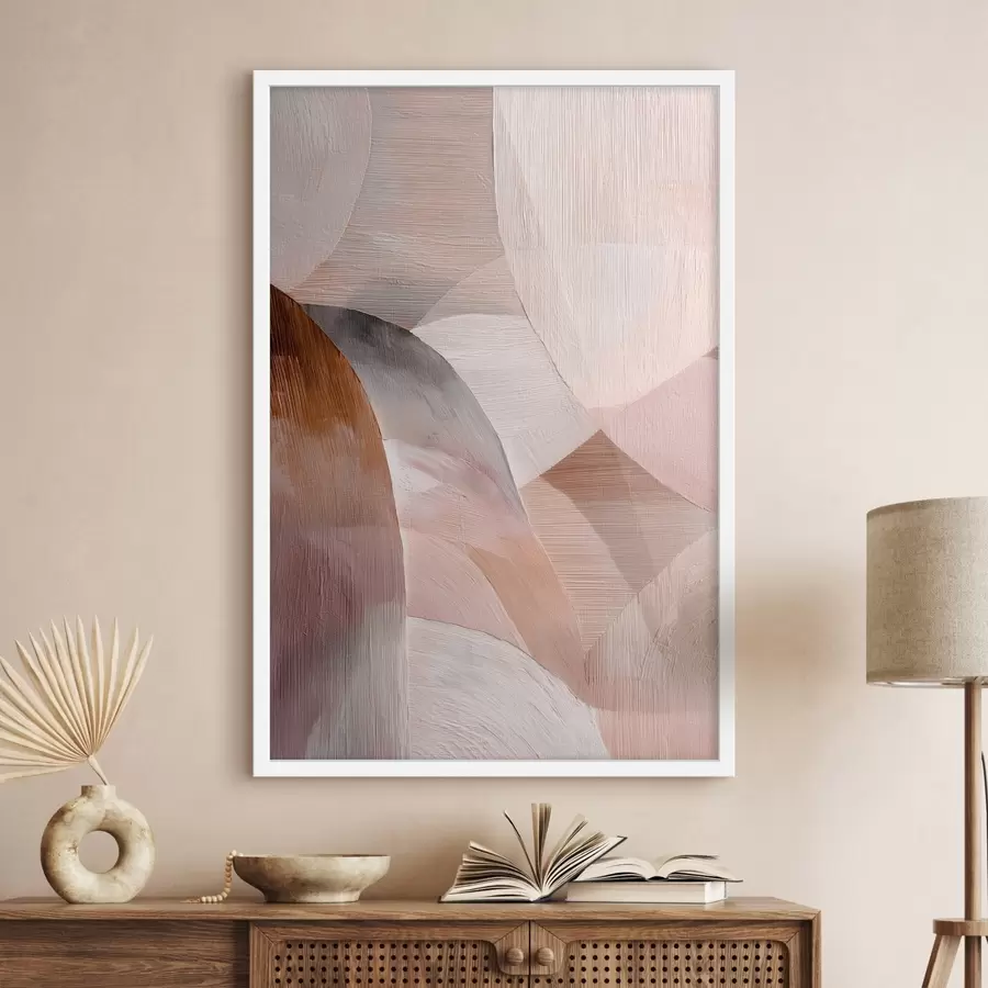 Fototapety Geometrická abstrakcia v teplých broskyňových odtieňoch v štýle umeleckého plagátu f48189