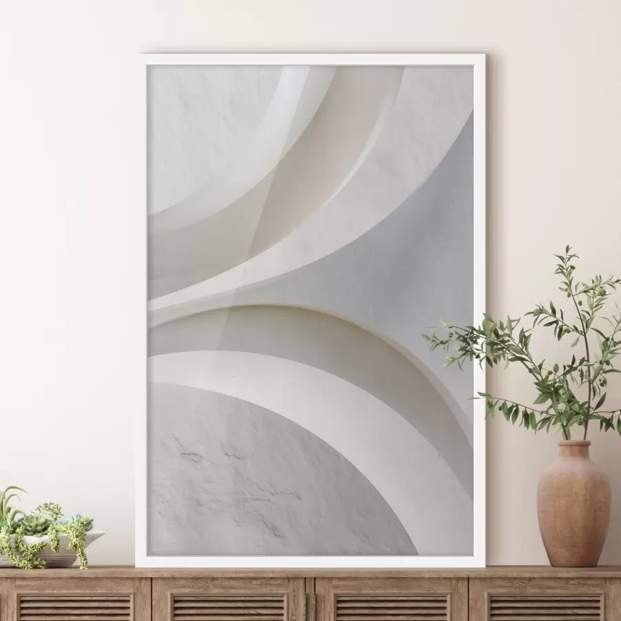 Fototapety Dekoratívny panel s plastickými architektonickými tvarmi na svetlom pozadí f48191