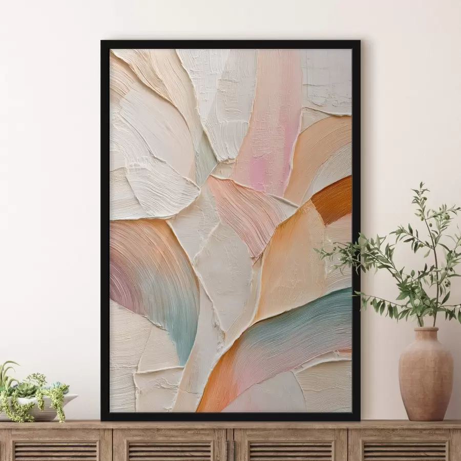 Fototapety Abstraktné pozadie s dynamickými ťahmi štetca v broskyňových a modrých odtieňoch f48202