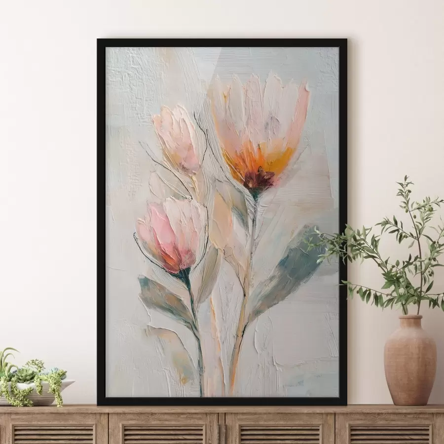 Fototapety Kytica kvetov protey s efektom hustých ťahov štetcom f48206