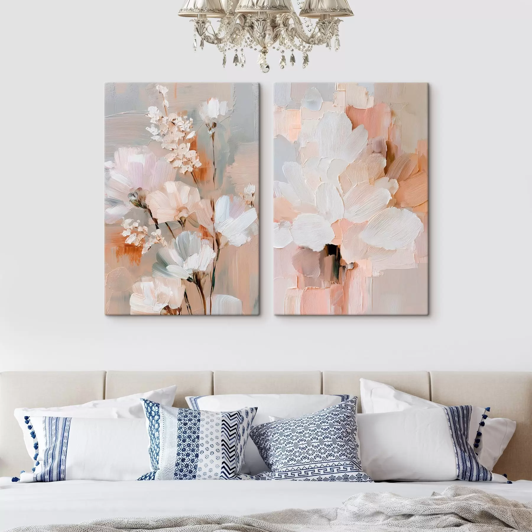 Obraz Abstraktné svetlé kvety s výraznými ťahmi štetca v štýle súčasného umenia m30137