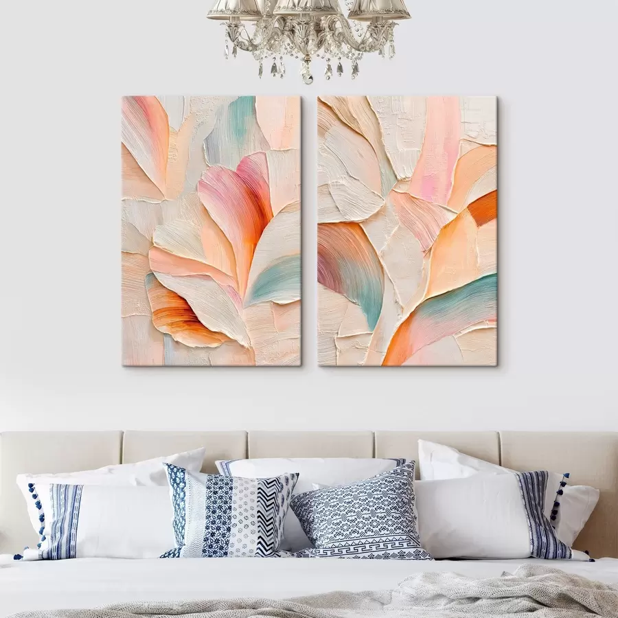 Obraz Dekoratívne okvetné lístky s plastickými ťahmi štetca v štýle súčasného umenia m30139