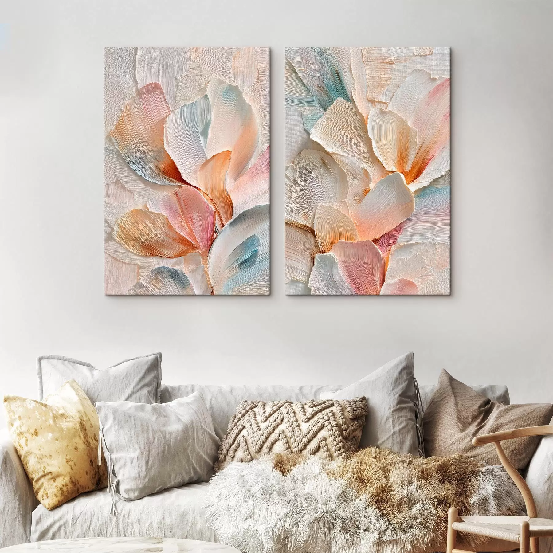 Obraz Objemné dekoratívne okvetné lístky s výraznou štruktúrou v štýle súčasného umenia m30144