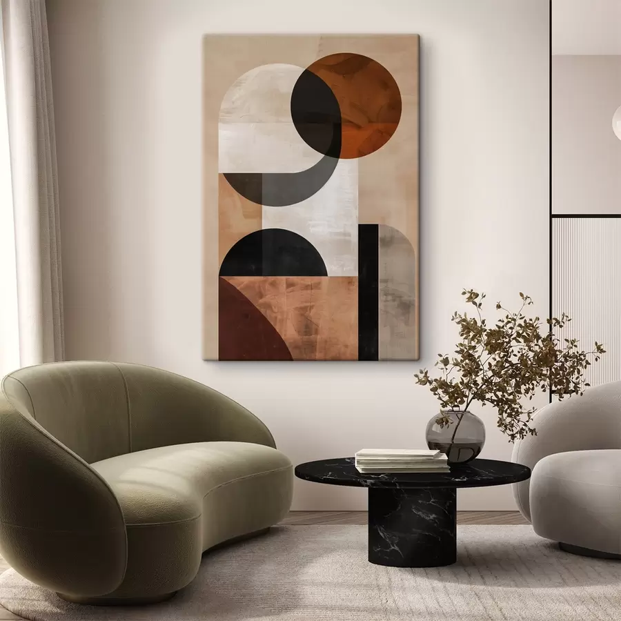 Obraz Geometrická abstrakcia, béžová a čierna s48583