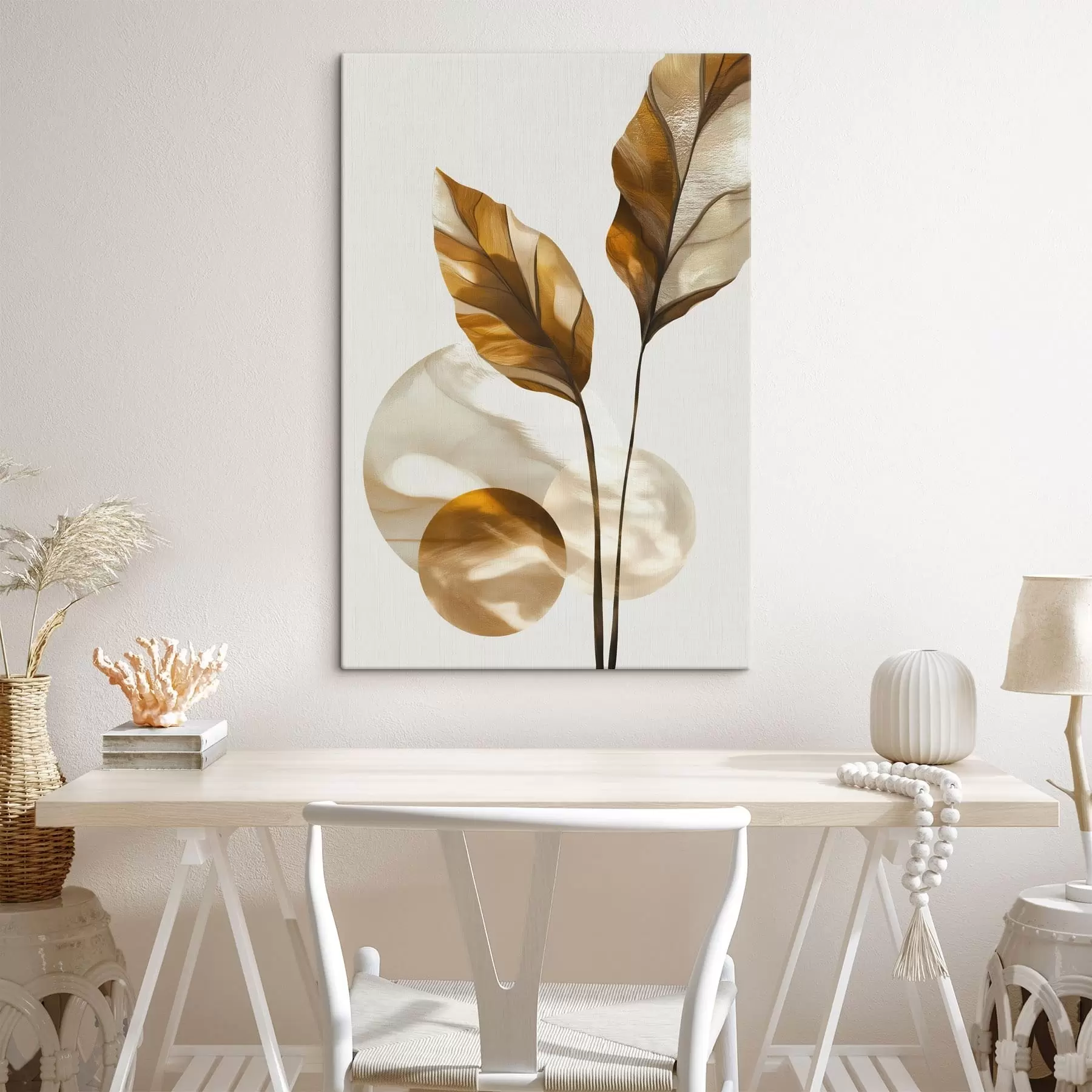 Obraz Abstraktná kompozícia z listov a kruhov s48615