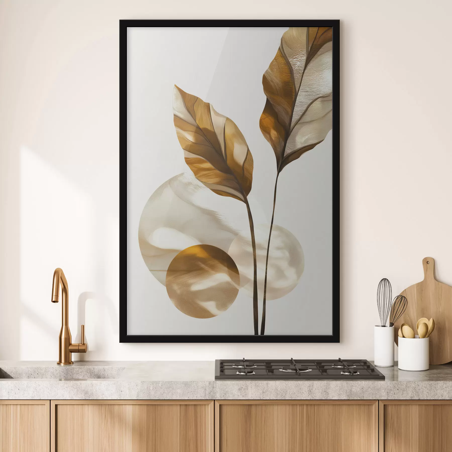 Fototapety Abstraktná kompozícia z listov a kruhov f48615