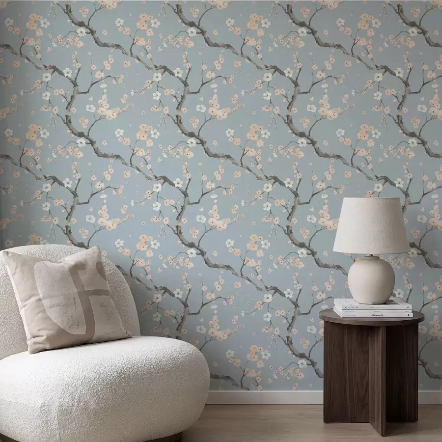 Fototapety Vetvy s kvetmi na modrom pozadí a01155