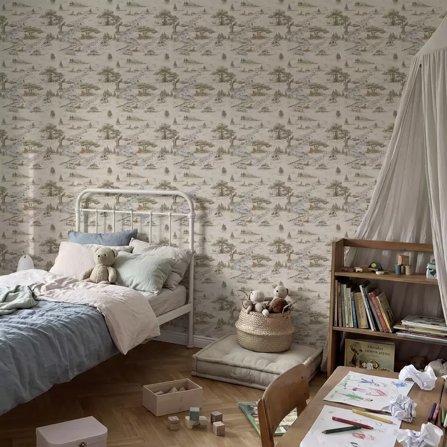 Fototapety Ilustrácia prírody so zvieratami a riekou a01157