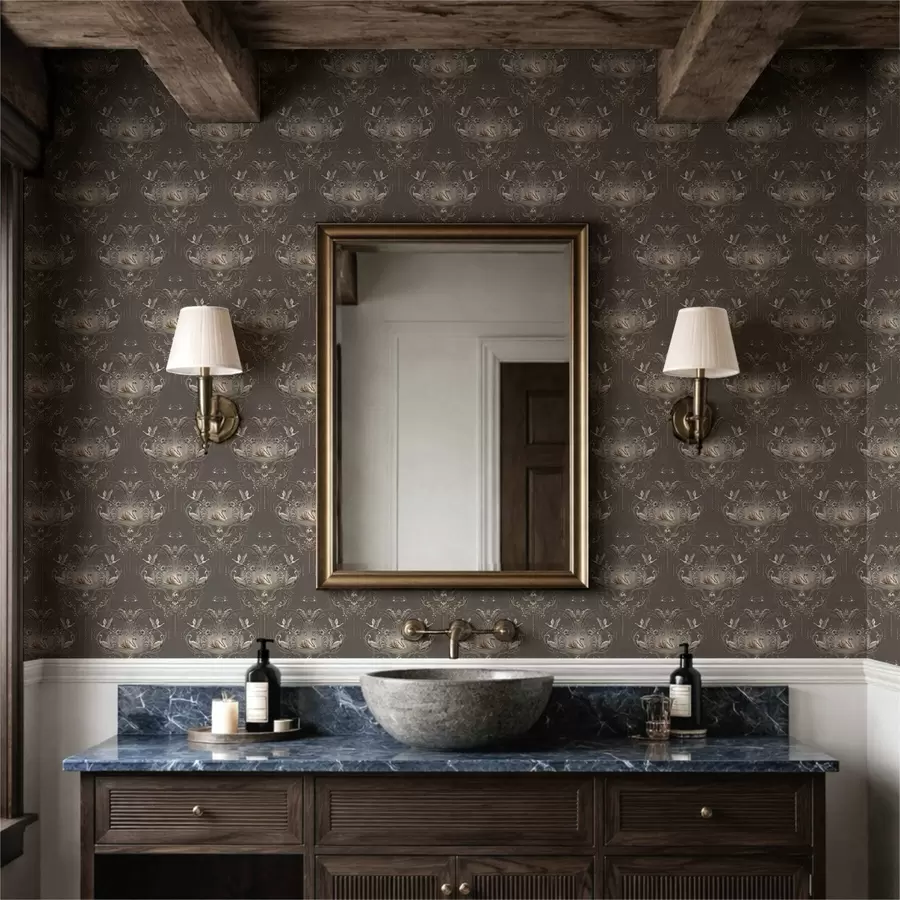 Fototapety Dekorácia s labutami a vtákmi v klasickom štýle a01161