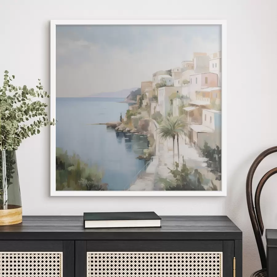 Fototapety Krajina mesta pri mori, napodobenina maľby f48674