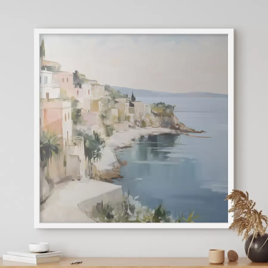 Fototapety Krajina pobrežného mestečka – napodobenina maľby f48675