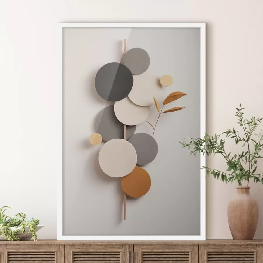 Fototapety Abstraktné kruhy s lístkami v neutrálnych odtieňoch f48602