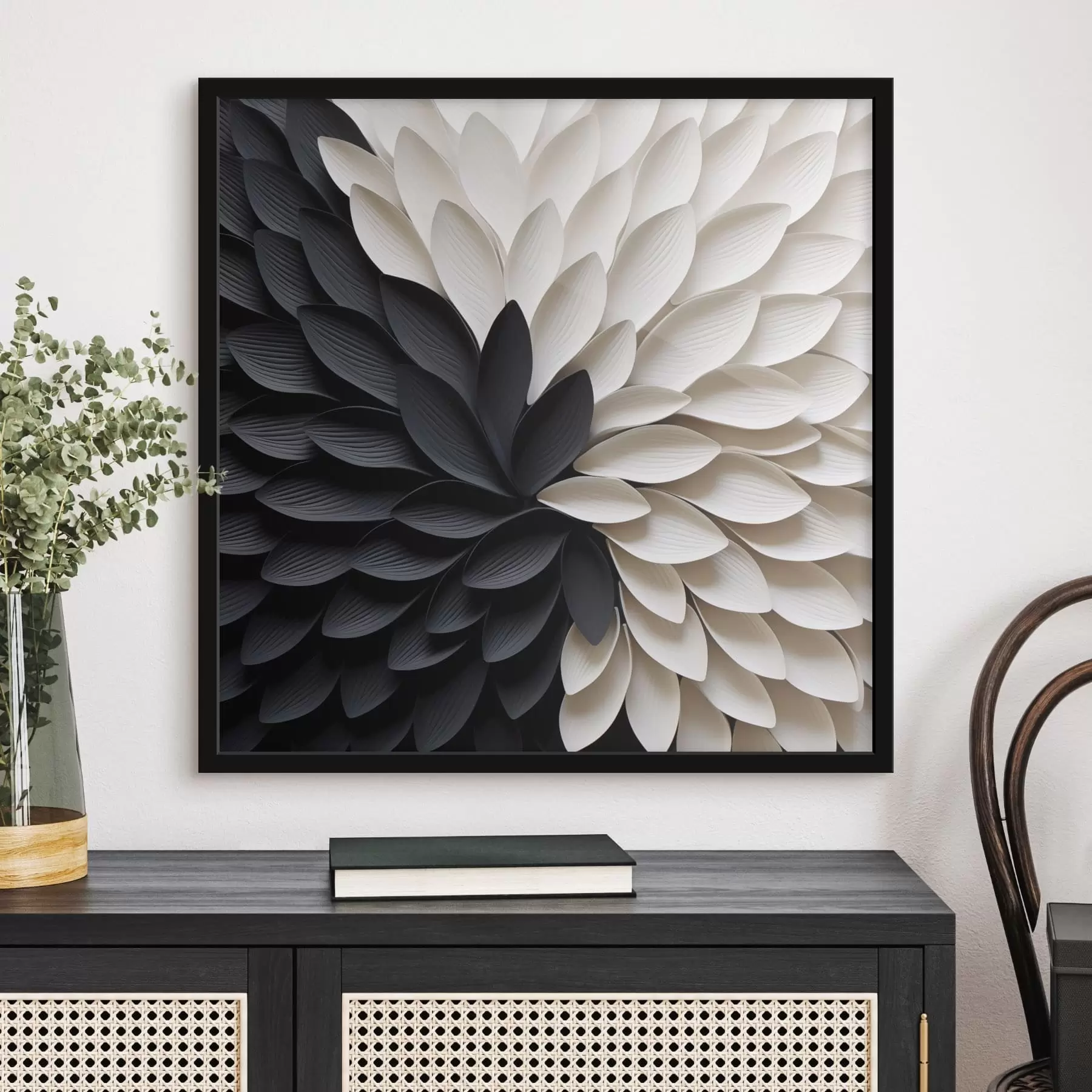 Fototapety Kontrastné svetlé a tmavé okvetné lístky v tvare kvetu f48604