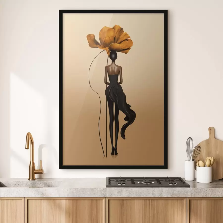 Fototapety Štýlizovaná postava s veľkou kvetinou namiesto hlavy f48618