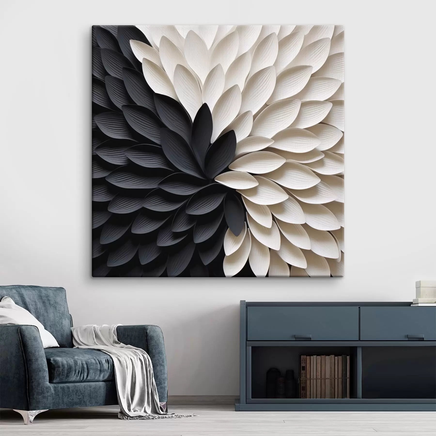 Obraz Kontrastné svetlé a tmavé okvetné lístky v tvare kvetu s48604