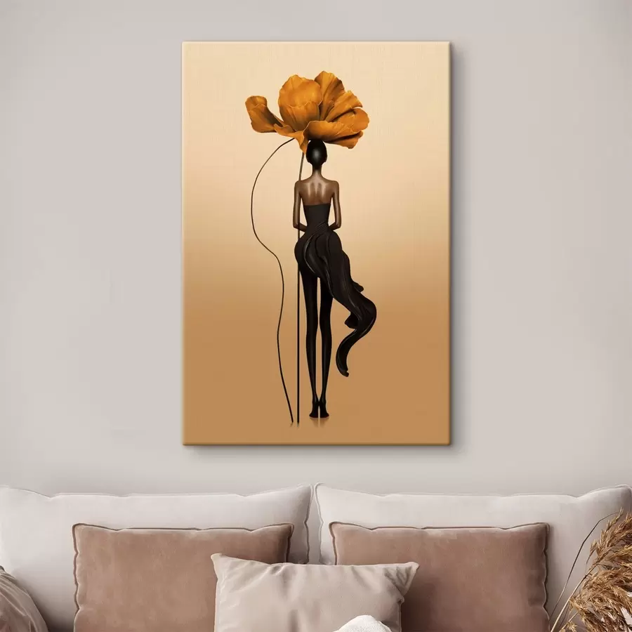 Obraz Štýlizovaná postava s veľkou kvetinou namiesto hlavy s48618