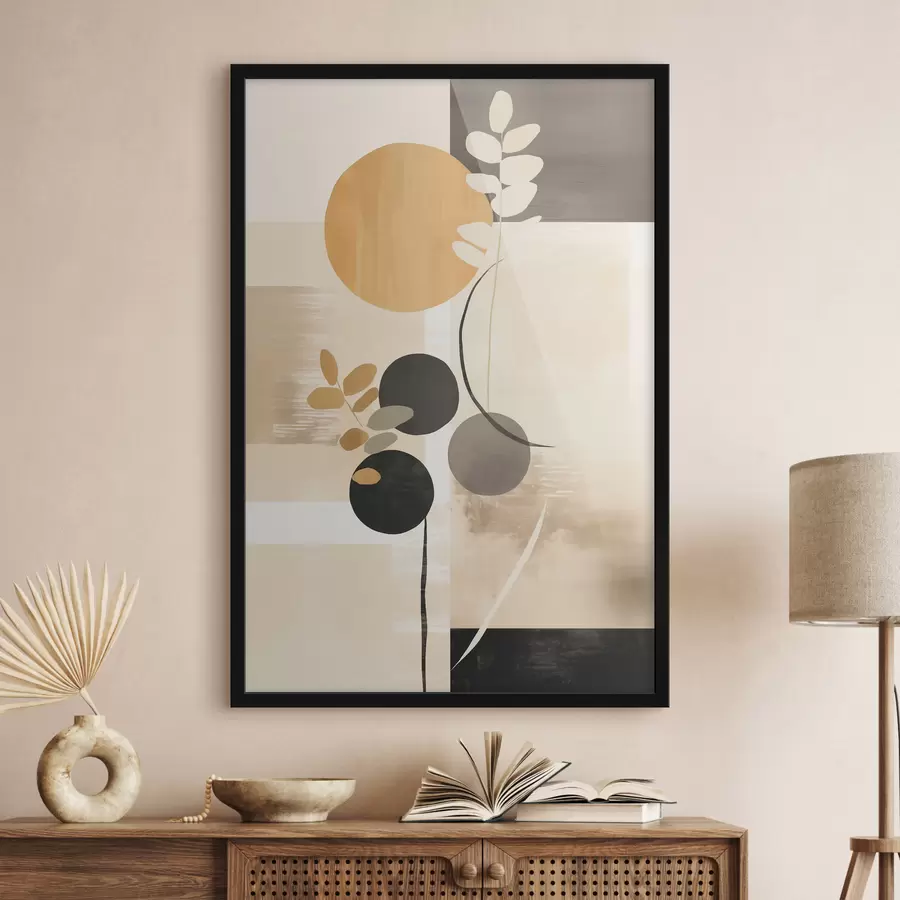 Fototapety Abstrakcia s listami a kruhmi f48612