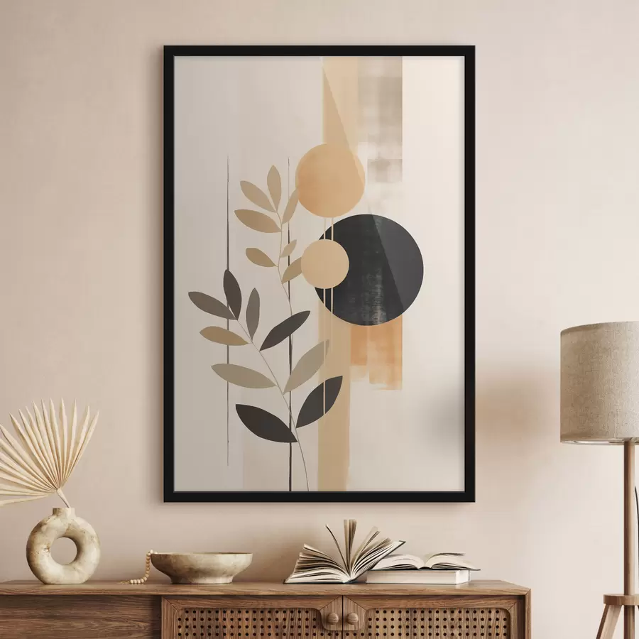 Fototapety Abstrakcia s listami a kruhmi f48613