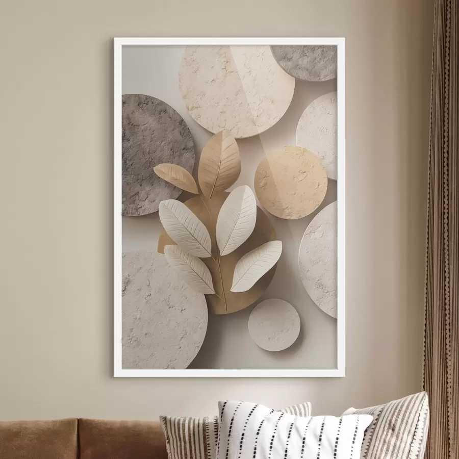 Fototapety Kompozícia s listami a kruhmi f48691